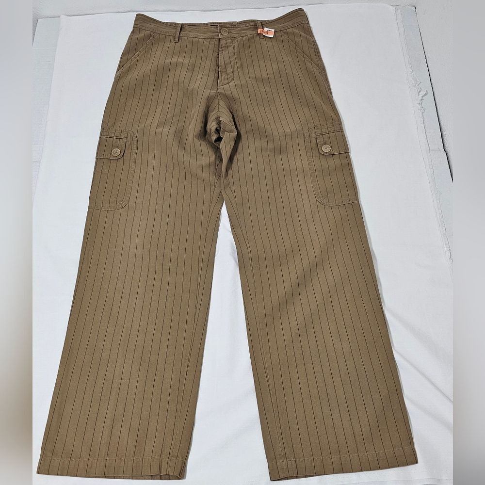 Holland & Holland London Linen Cotton Pinstripe Cargo Pants Made in France 36